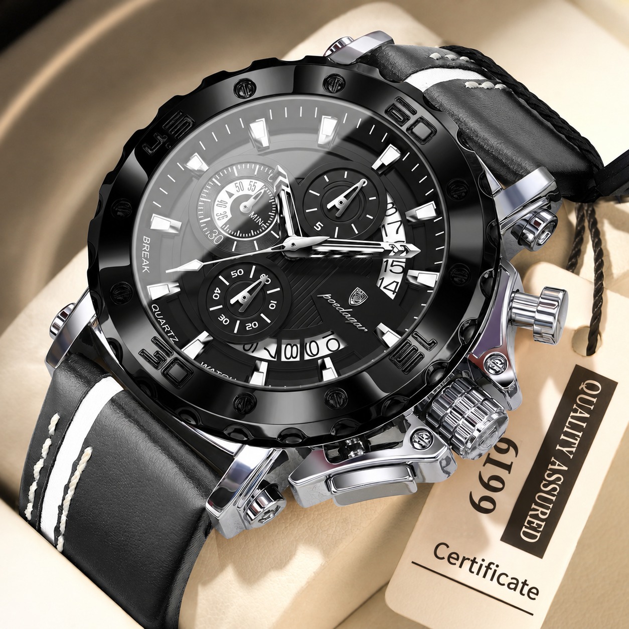POEDAGAR 6199 Waterproof Business Quartz Watch