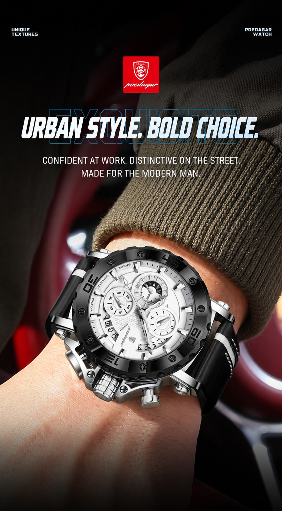 POEDAGAR 6199 Waterproof Business Quartz Watch
