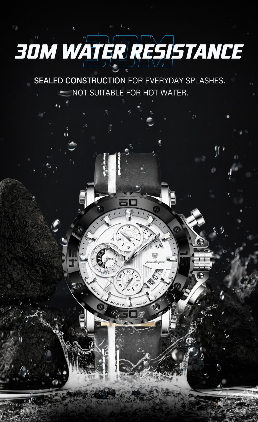 POEDAGAR 6199 Waterproof Business Quartz Watch