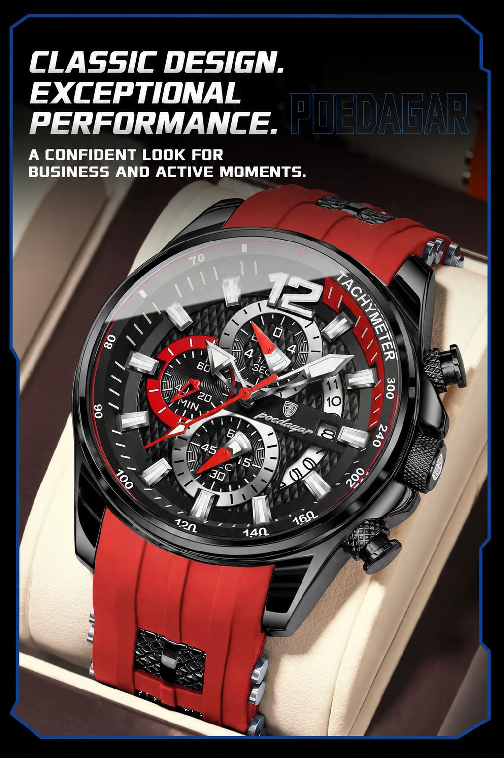 POEDAGAR 898 Fashion Sport Quartz Watch
